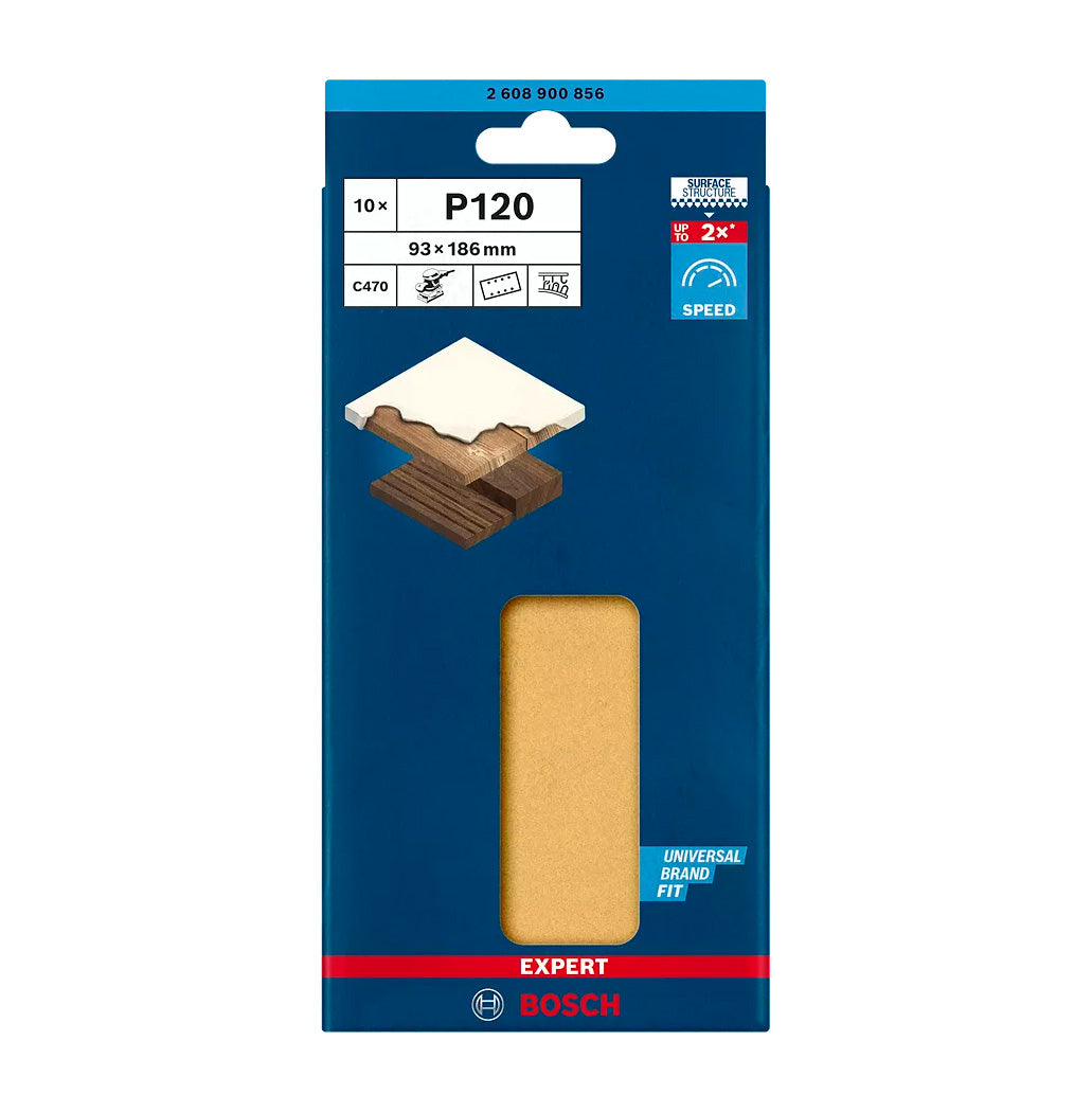 Papel de lija Expert C470 93x186mm para lijadoras orbitales 10uds Bosch