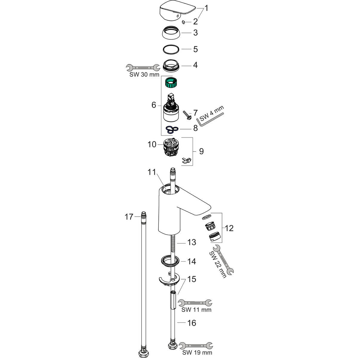 Grifo Lavabo Logis 100 Sin Vaciador Hansgrohe HANSGROHE - 8