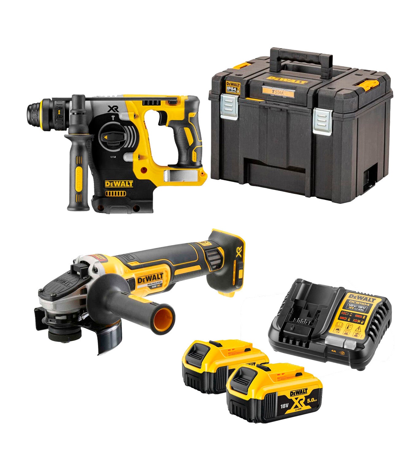 Kit 3 herramientas XR 18V + 2bat 5Ah + cargador + Caja TSTAK Dewalt DCK355P2T