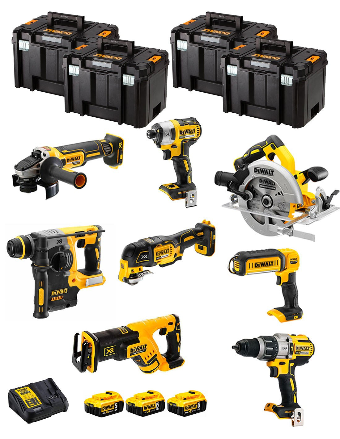 Dewalt Kit 8 tools + 3 bat 5ah + DCB115 Charger + 4xTstak VI DCK869P3 