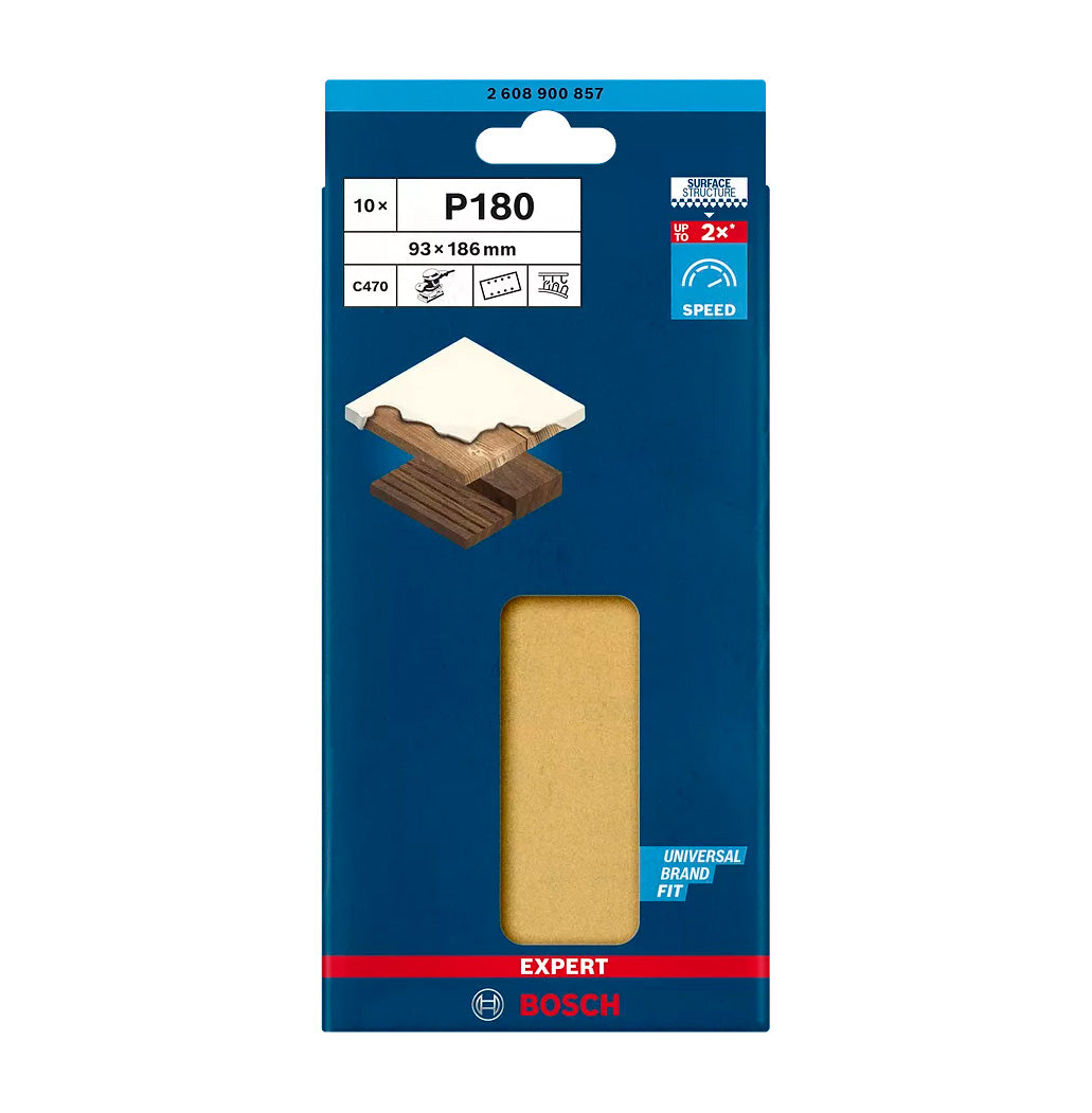 Papel de lija Expert C470 93x186mm para lijadoras orbitales 10uds Bosch