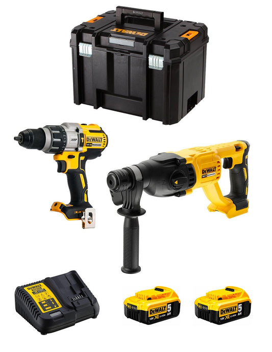 Dewalt Kit DCD996 Hammer Drill + DCH133 Hammer + 2bat 5Ah + charger + TSTAK VI DCK233P2