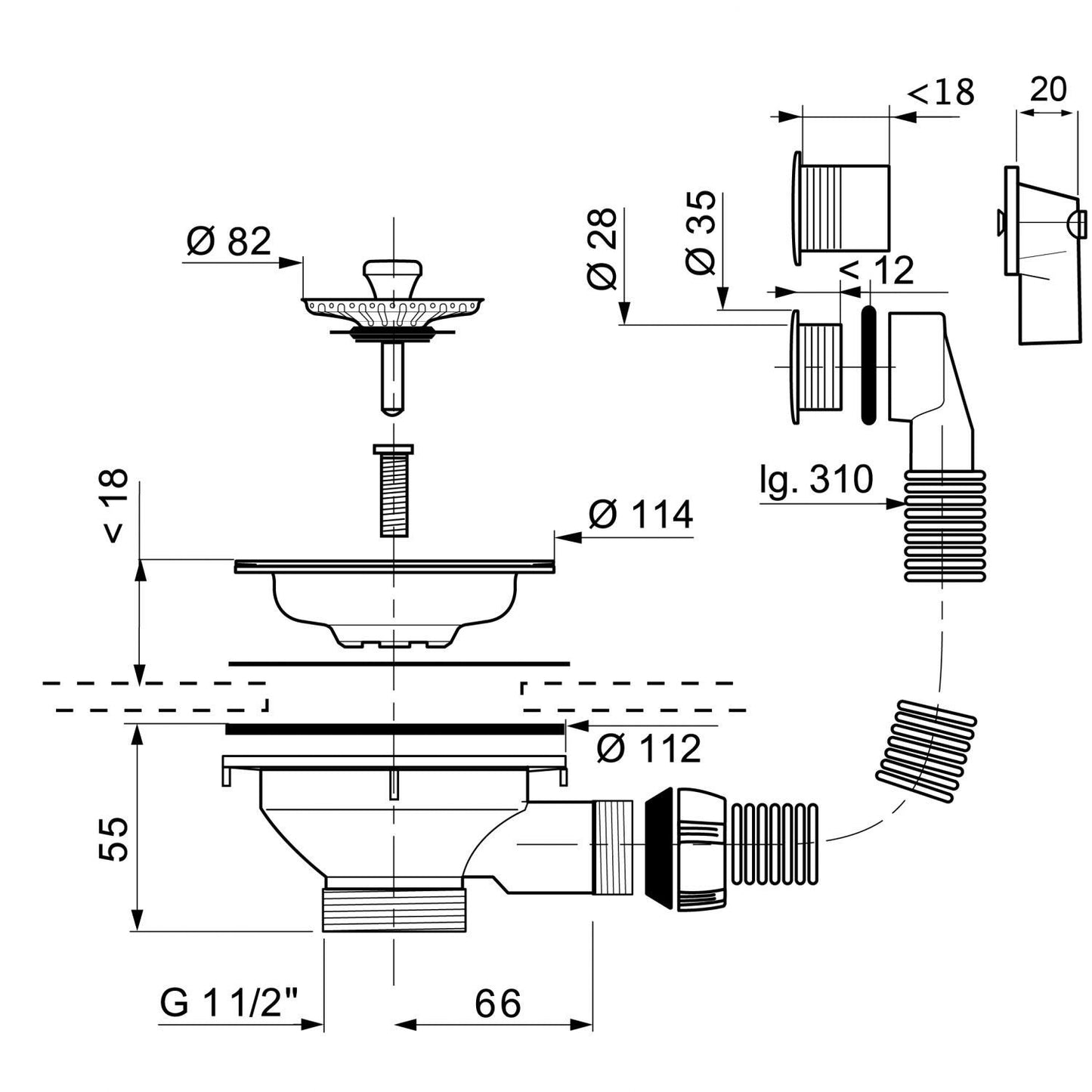 Válvula cestillo inox con rebosadero Wirquin 30720429 WIRQUIN - 2