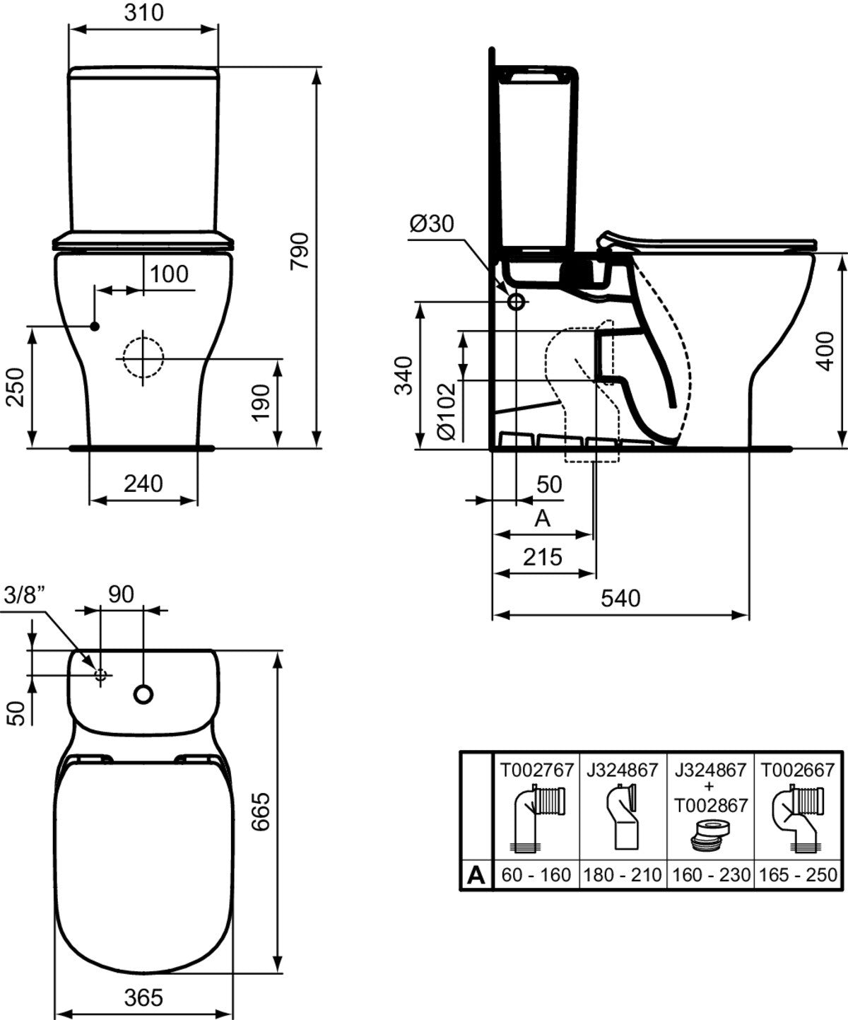 Inodoro A Pared Tanque Bajo Aquablade Tesi Ideal Standard IDEAL STANDARD - 2