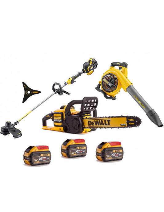 Combo jardín: Desbrozadora DCM571 + Motosierra DCM575 + Soplador DCM572X1 + 3 baterías 9Ah Dewalt DEWALT - 1