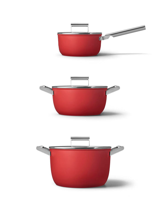 Smeg Matte Red Pot Set