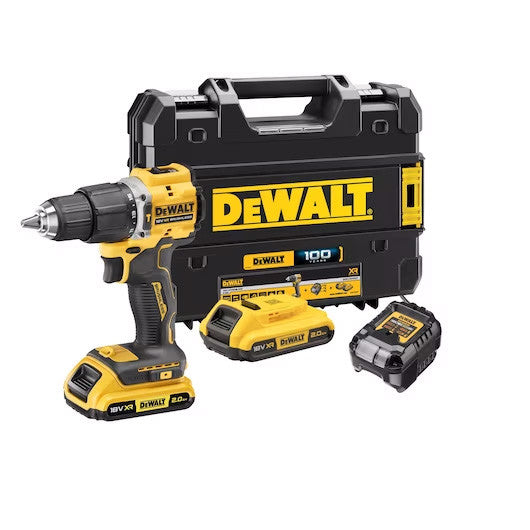 XR 18V ​​Hammer Drill Limited Edition 100 Years with 2bat 2Ah + Dewalt DCD100YD2T Case