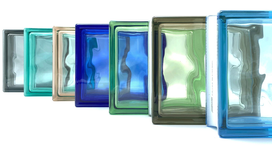 Wave glass block 19x19x8 cm color to choose