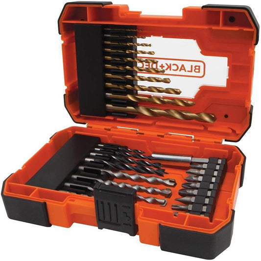 Juego de 27 Piezas para Atornillar y Taladrar con brocas "Titanio" Black+Decker A7235