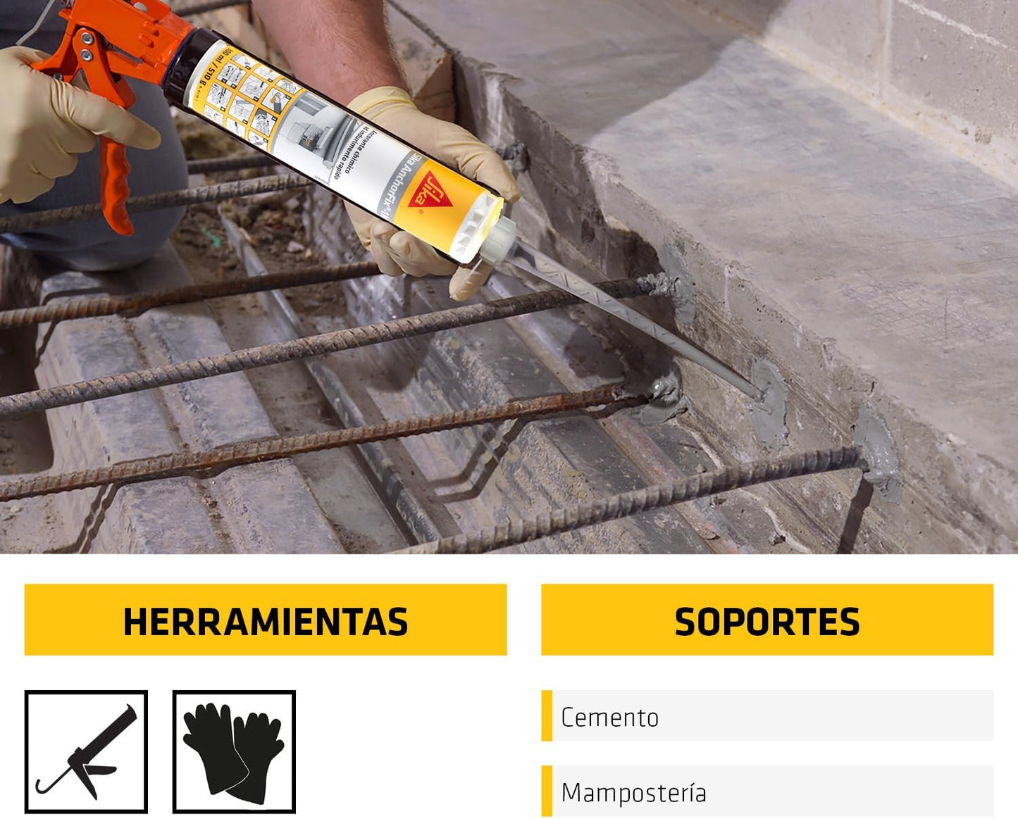 Cartucho Adhesivo de curado rápido para anclajes Componente A+B 300ml Sika AnchorFix-1