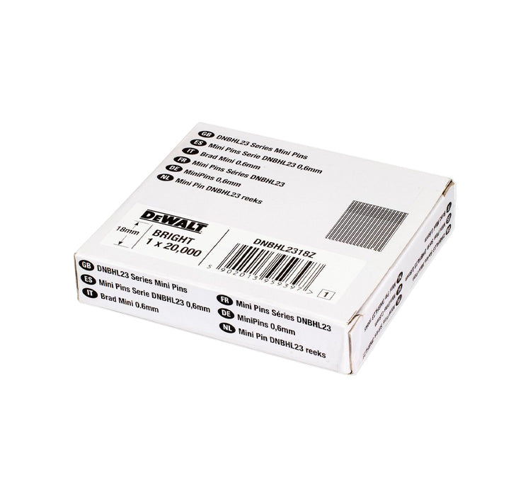 Box of 20,000 units of headless mini pins for finishing nailer 0.6mm x 18mm Dewalt DNBHL2318Z