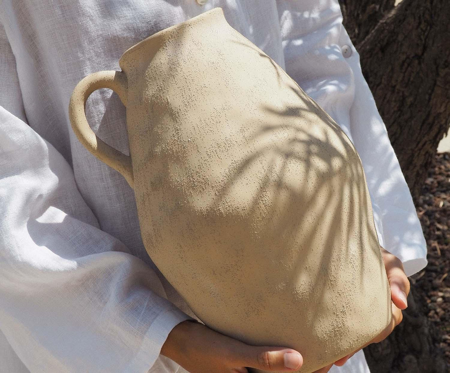 Beige stoneware vase Masaka 30 cm Andrea House