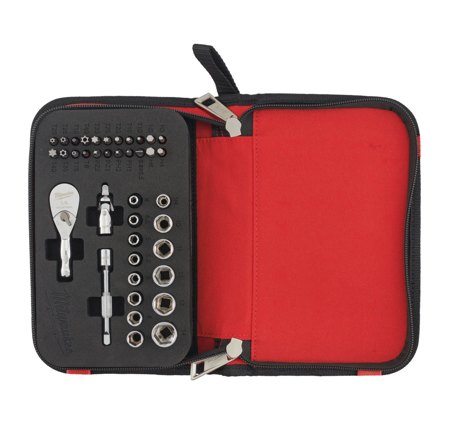 Juego compacto de carraca de 1/4 con accesorios Milwaukee