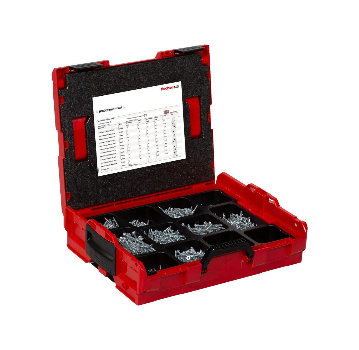 PowerFast II L-BOXX 102 Kit, 1,800 screws + 10-piece Fischer ProfiBit set