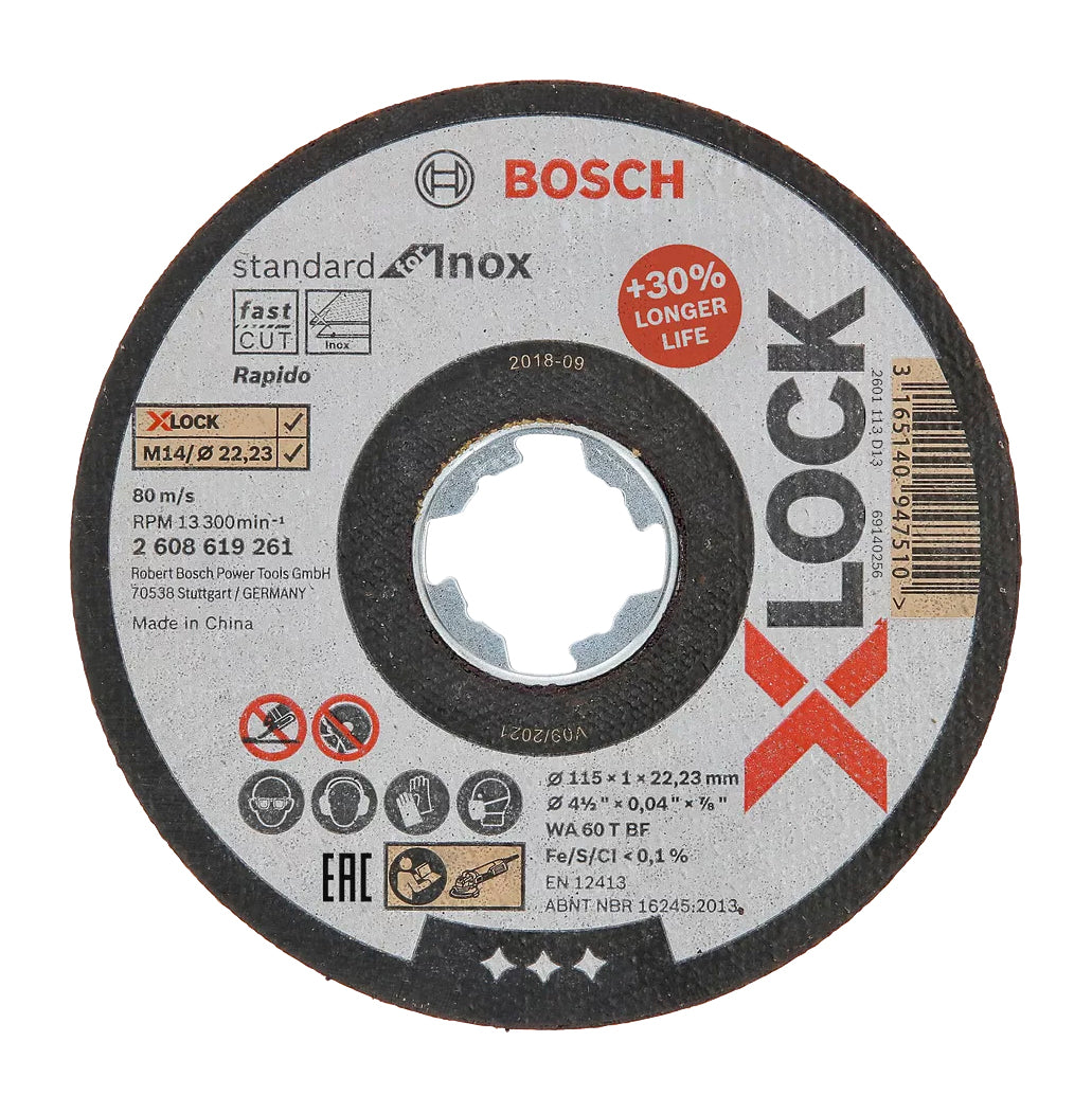 Box of 10 Standard Inox cutting discs with X-LOCK Bosch