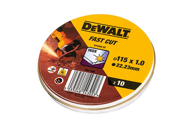 Can with 10 high-performance cutting discs for stainless steel 115x1x22.23mm Dewalt