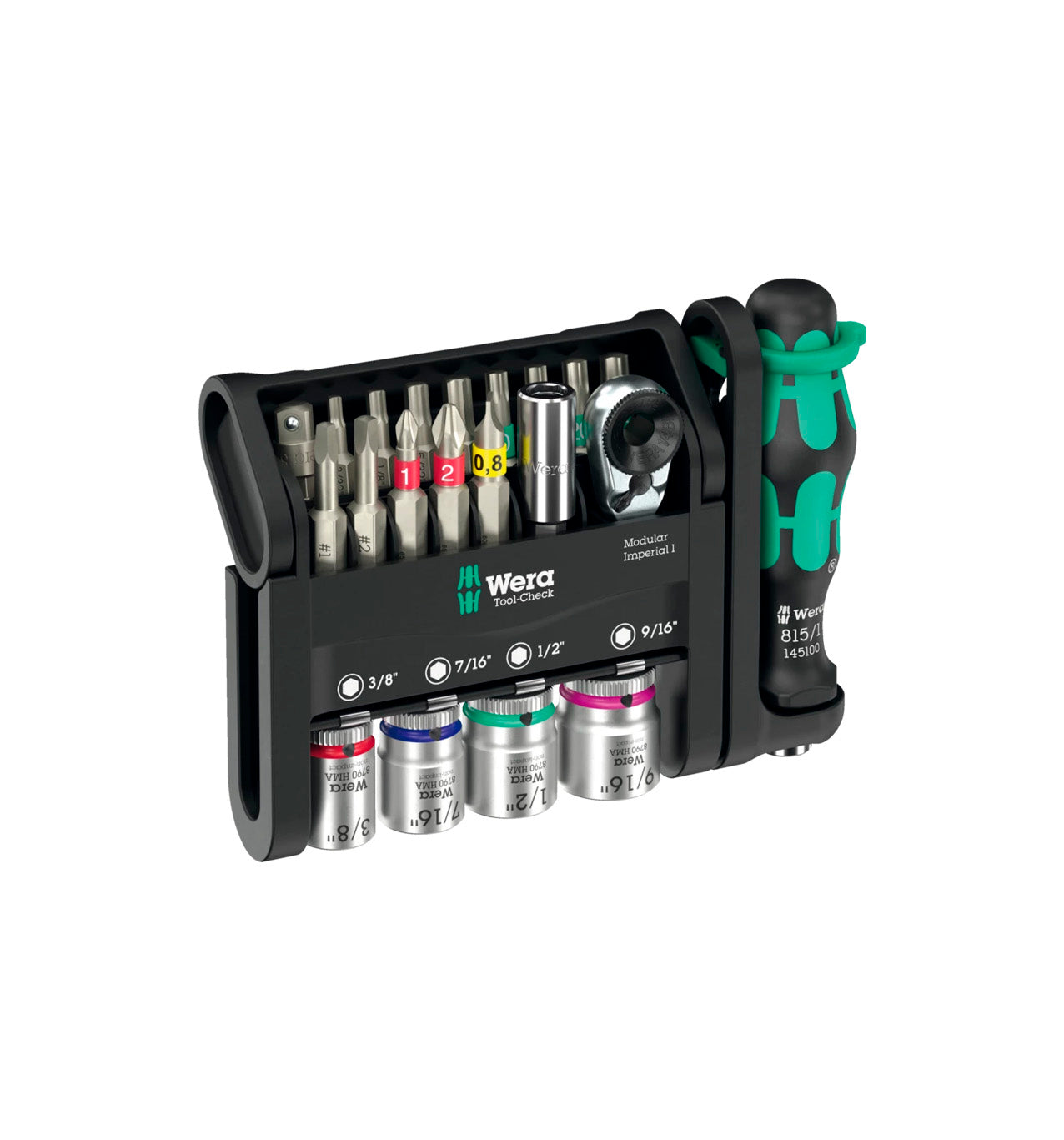 Tool-Check Modular Imperial 1 Compact 21-Piece Set with Ratchet and Kraftform Handle Wera 049001